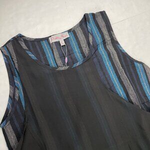 Pretty Angel Two Piece Multi layer Dress Tunic Women’s L Striped Teal Black